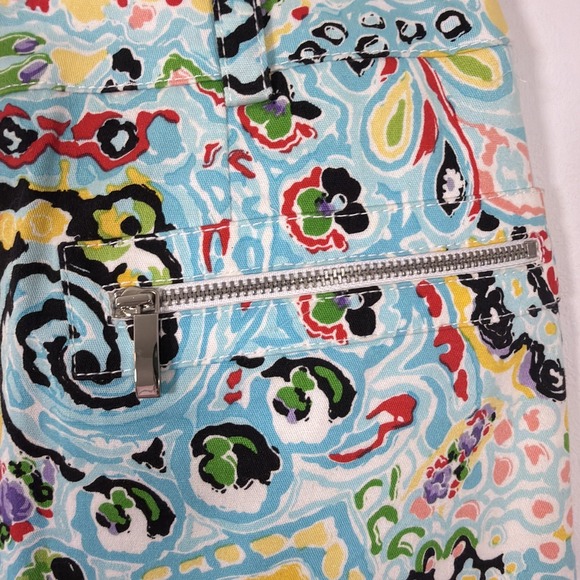 Carlisle Paisley Pencil Skirt Size 0 Front Zipper Bright Spring Colors Pockets - Picture 5 of 10